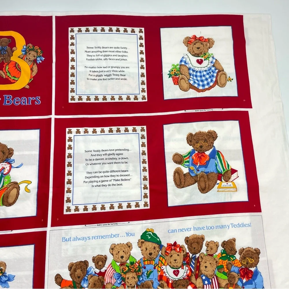 Cloth Book Kit B is for Bears Children DIY‎ Sewing Set of 2 Fabric Panels Craft